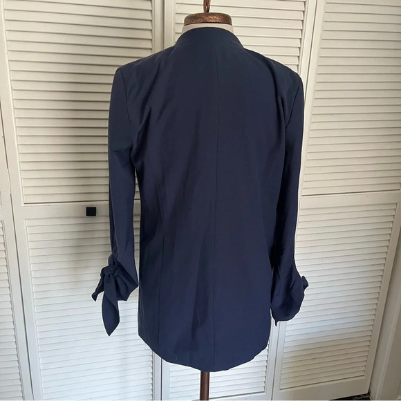 Halogen blue blazer long line tie wrists button front small - Picture 2 of 9